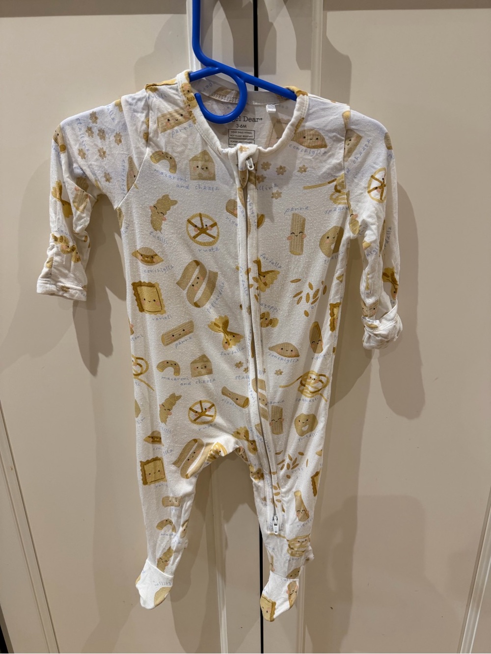 Angel dear viscose 3-6m pasta Print Footed One-Piece -